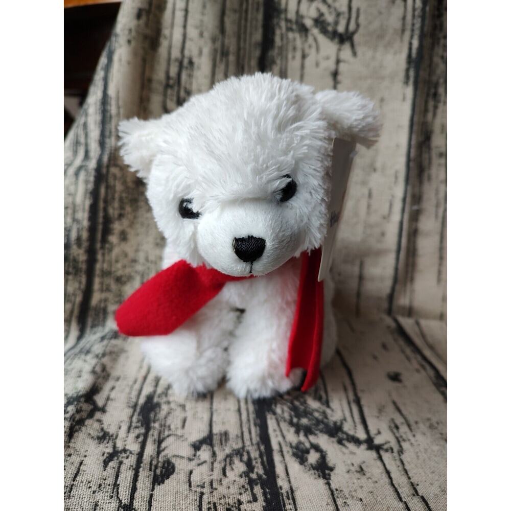 hug fun polar bear stuffed animal plush with scarf 9 inches